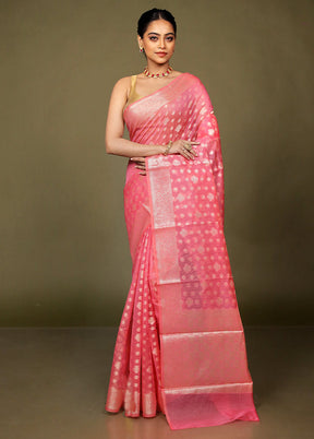 Pink Kota Cotton Saree With Blouse Piece