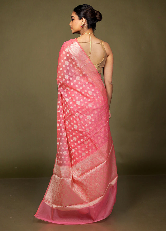 Pink Kota Cotton Saree With Blouse Piece