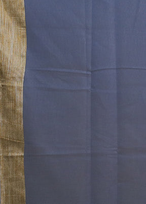 Blue Net Saree With Blouse Piece
