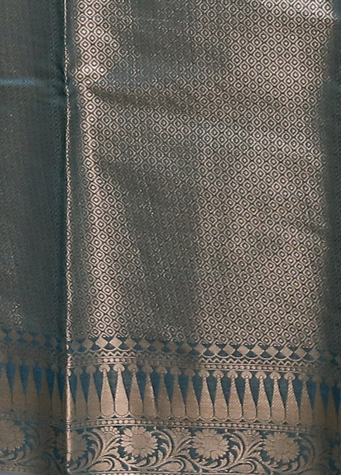 Blue Kora Silk Saree With Blouse Piece