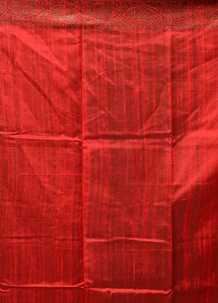 Green Handloom Tussar Pure Silk Saree With Blouse Piece