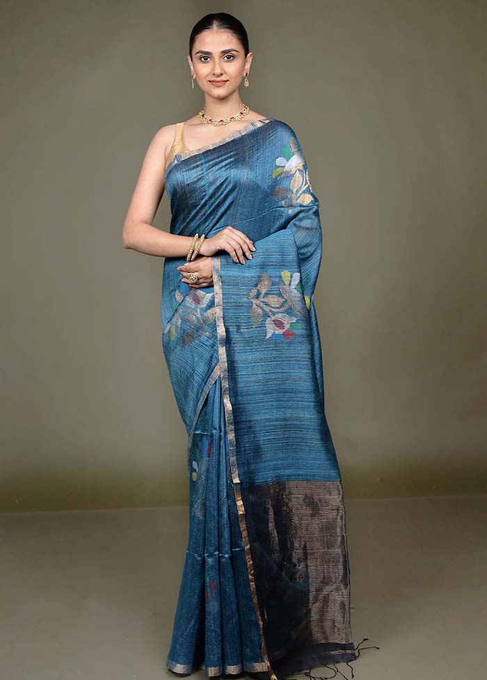 Green Handloom Matka Pure Silk Saree With Blouse Piece