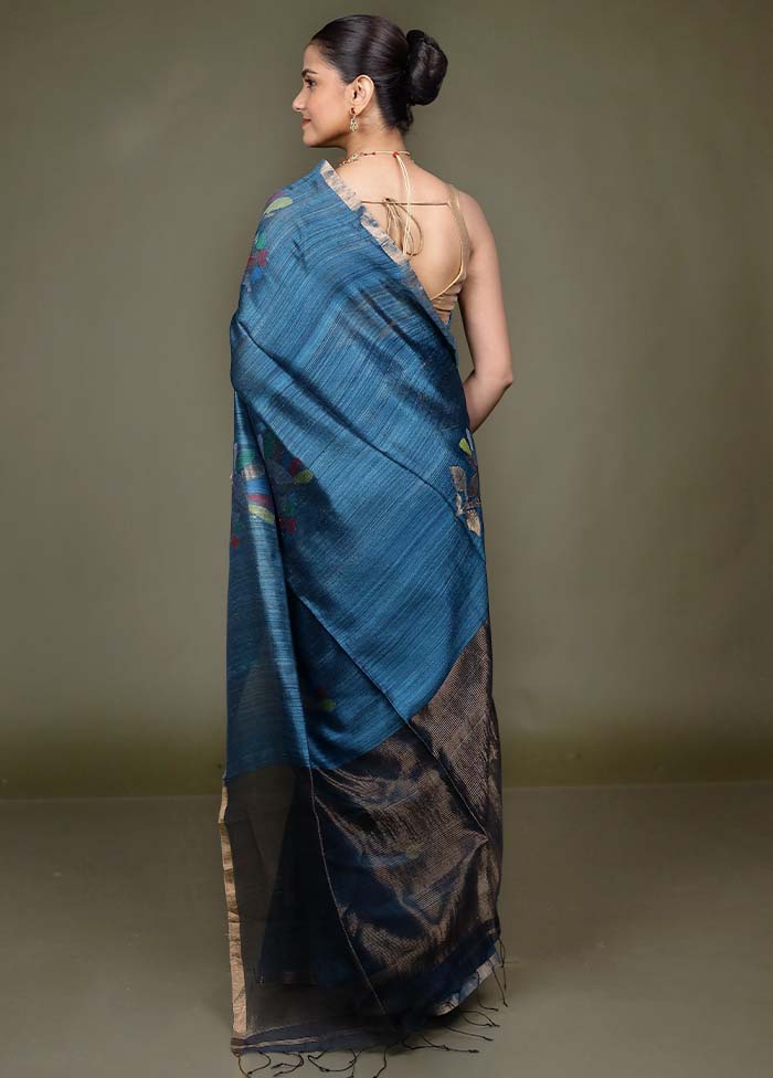 Green Handloom Matka Pure Silk Saree With Blouse Piece