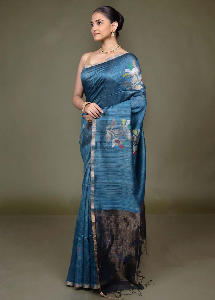 Green Handloom Matka Pure Silk Saree With Blouse Piece