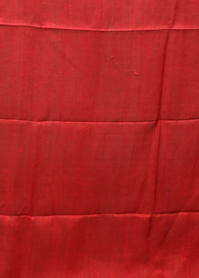 Red Handloom Matka Pure Silk Saree With Blouse Piece