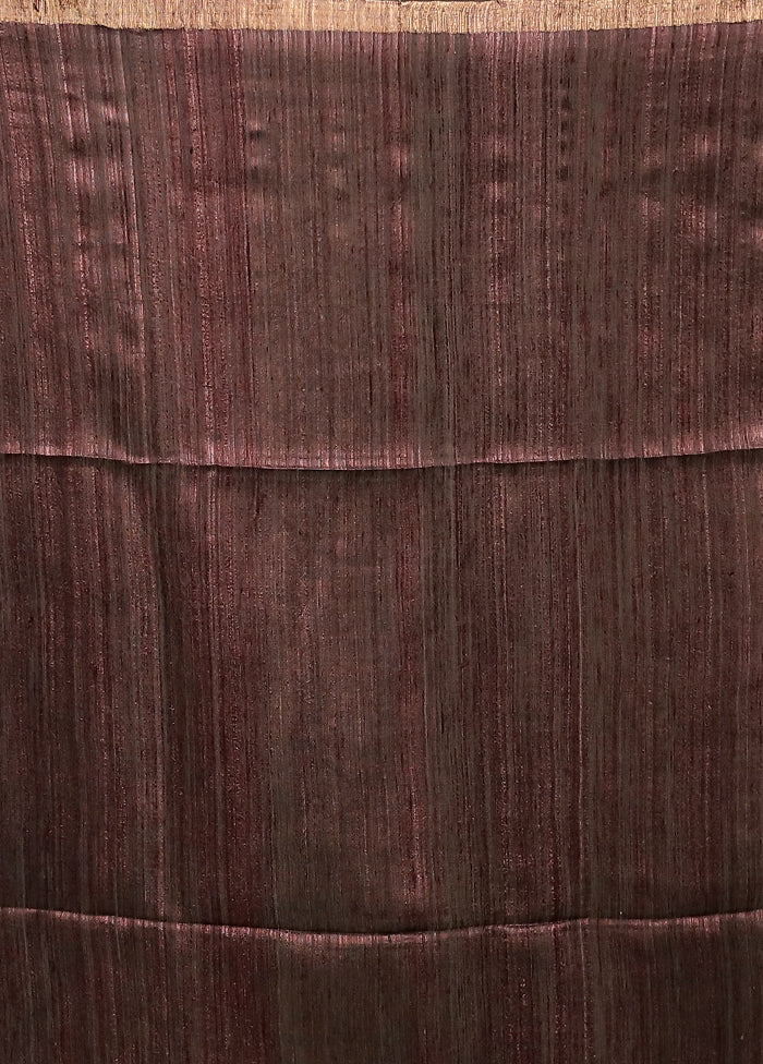 Brown Handloom Matka Pure Silk Saree With Blouse Piece