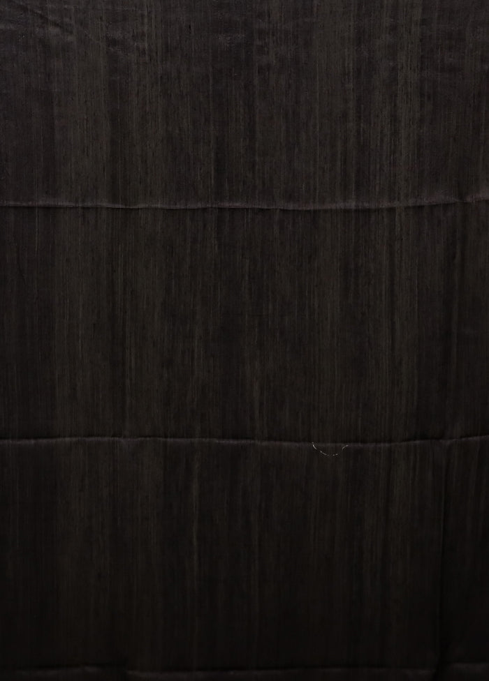 Black Handloom Matka Pure Silk Saree With Blouse Piece