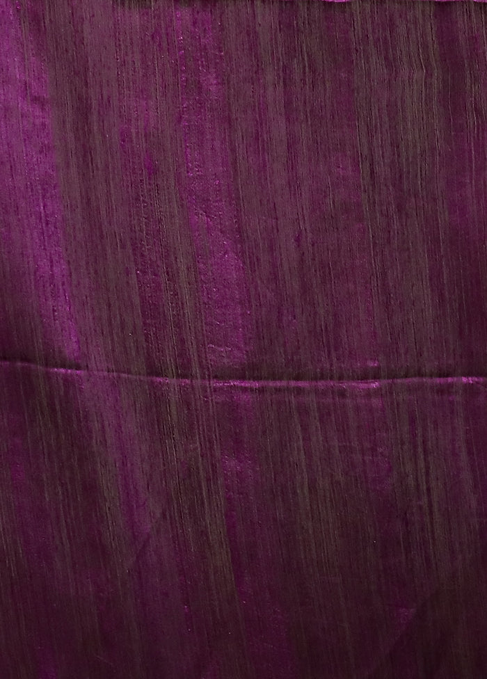 Purple Handloom Matka Pure Silk Saree With Blouse Piece