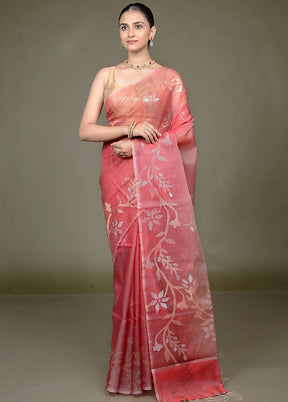 Red Handloom Matka Pure Silk Saree With Blouse Piece