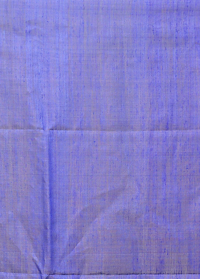 Blue Handloom Matka Pure Silk Saree With Blouse Piece