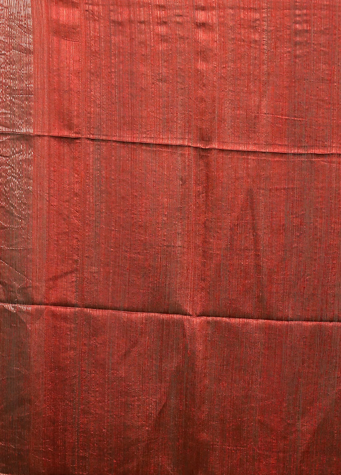 Rust Handloom Matka Pure Silk Saree With Blouse Piece