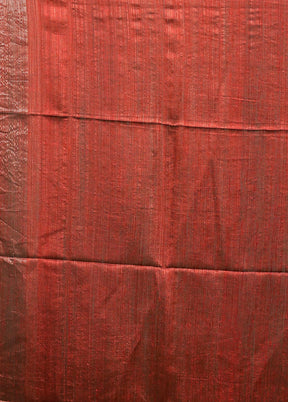 Rust Handloom Matka Pure Silk Saree With Blouse Piece