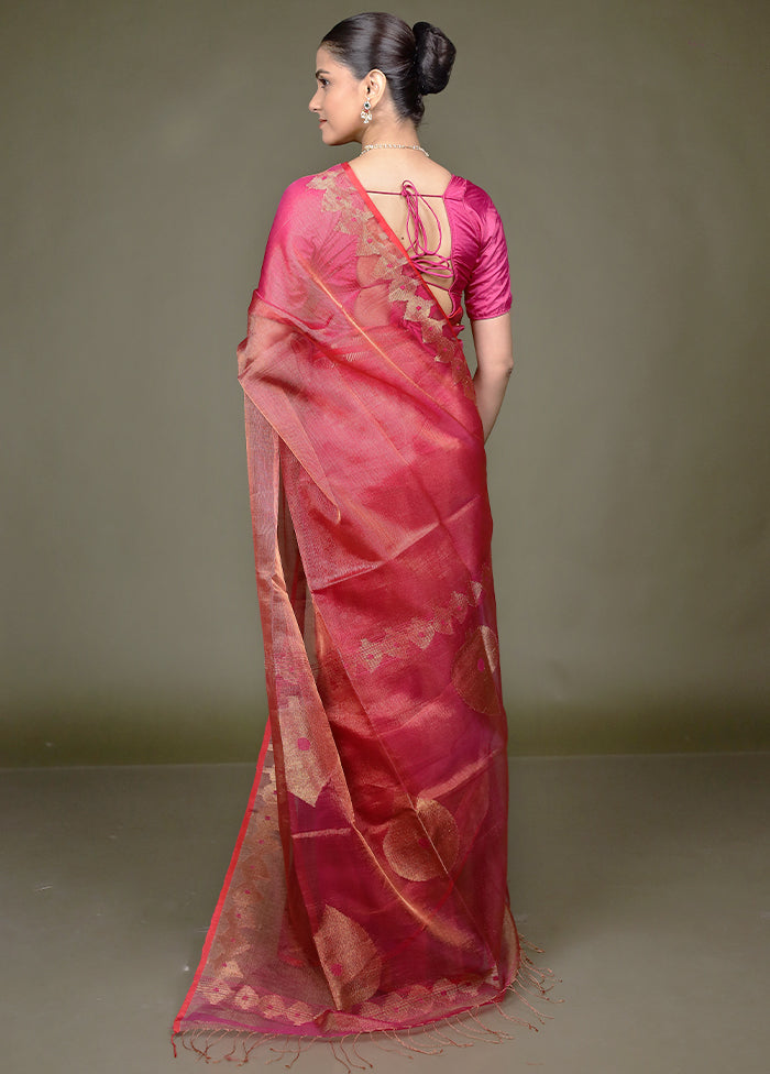 Red Handloom Matka Pure Silk Saree With Blouse Piece