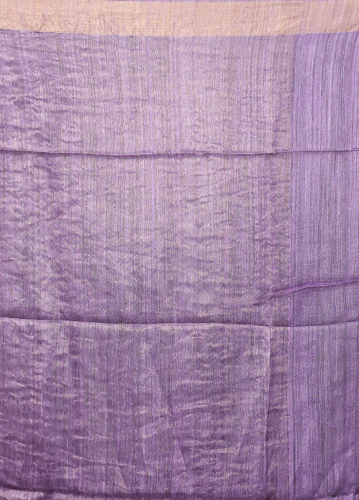 Purple Handloom Matka Pure Silk Saree With Blouse Piece