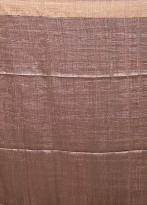 Brown Handloom Matka Pure Silk Saree With Blouse Piece