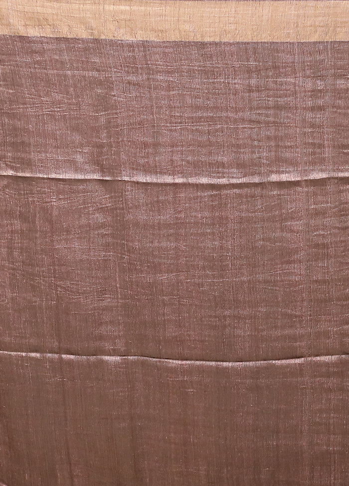Brown Handloom Matka Pure Silk Saree With Blouse Piece