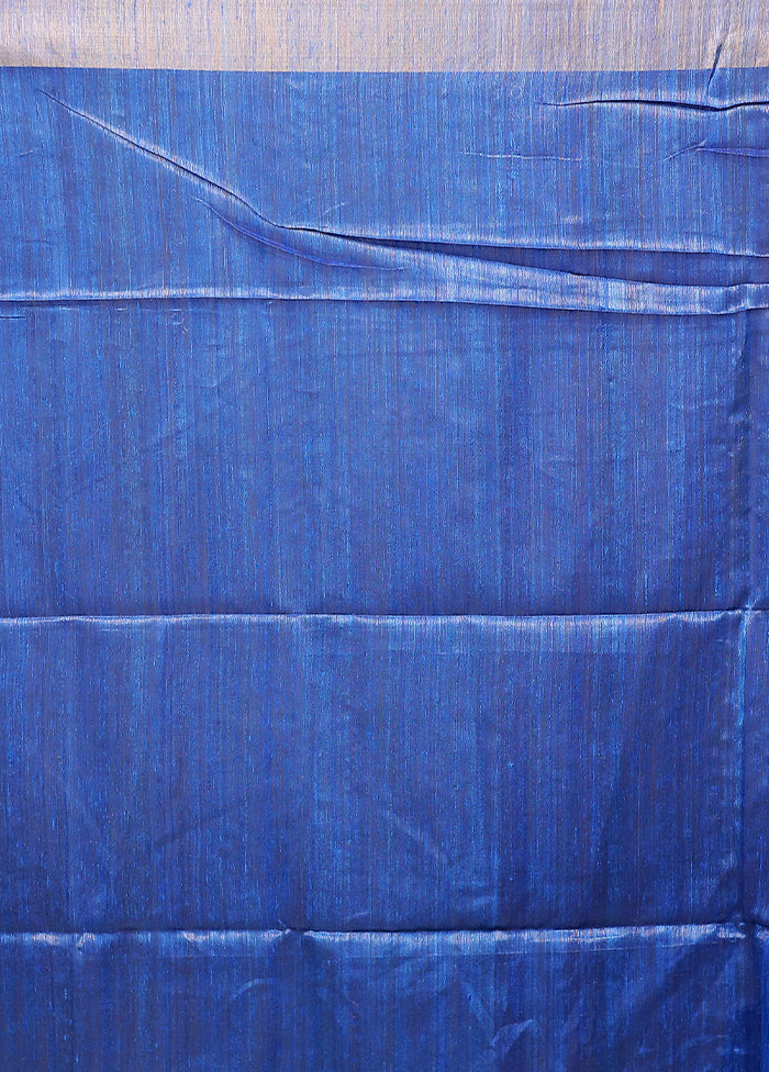 Blue Handloom Matka Pure Silk Saree With Blouse Piece