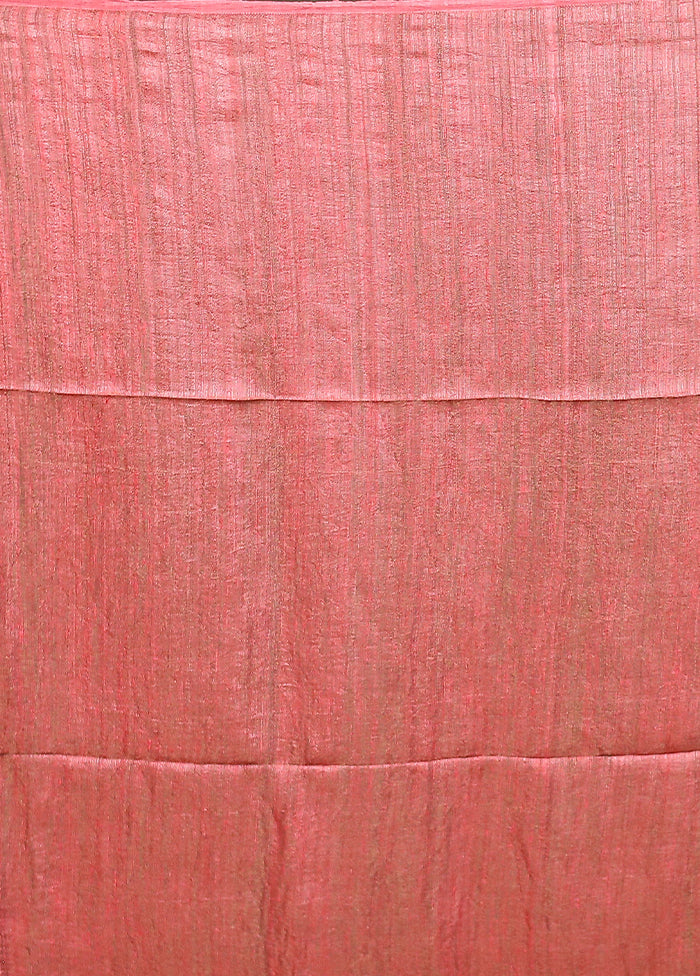 Pink Handloom Matka Pure Silk Saree With Blouse Piece