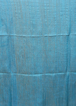 Blue Handloom Matka Pure Silk Saree With Blouse Piece