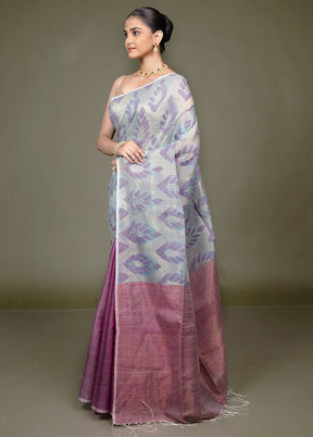 Blue Handloom Matka Pure Silk Saree With Blouse Piece