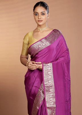 Purple Chiffon Silk Saree With Blouse Piece