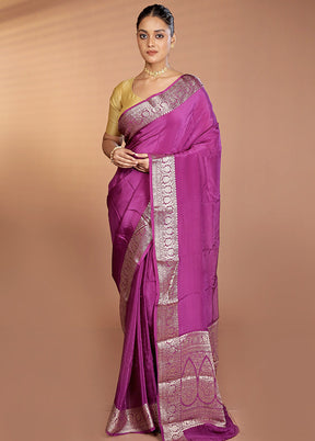Purple Chiffon Silk Saree With Blouse Piece