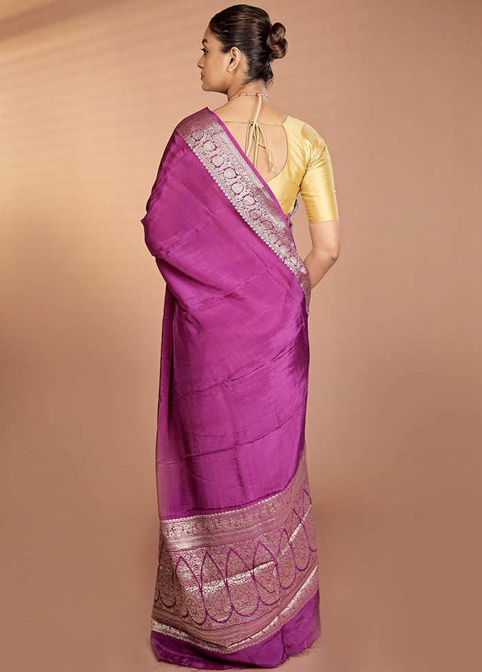 Purple Chiffon Silk Saree With Blouse Piece