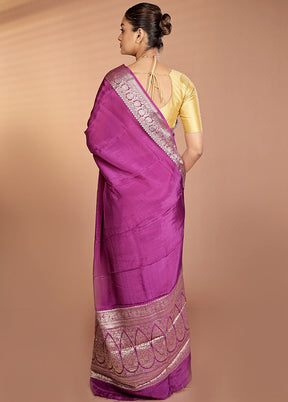 Purple Chiffon Silk Saree With Blouse Piece