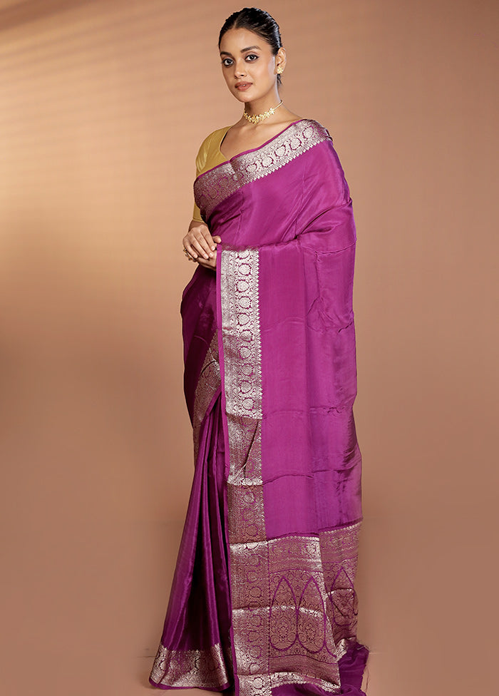 Purple Chiffon Silk Saree With Blouse Piece