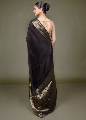 Black Chiffon Silk Saree With Blouse Piece