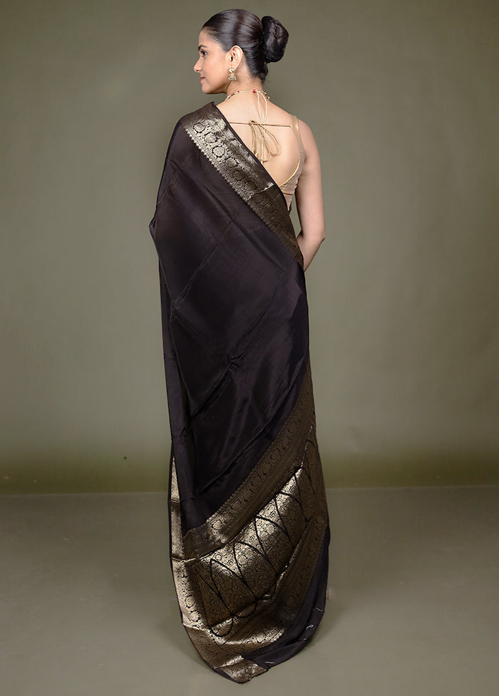 Black Chiffon Silk Saree With Blouse Piece
