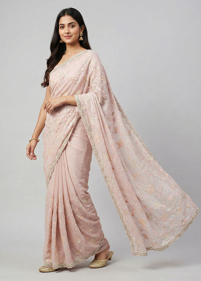 Pink Tissue Silk Saree With Blouse Piece