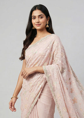 Pink Tissue Silk Saree With Blouse Piece