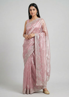 Pink Organza Saree With Blouse Piece