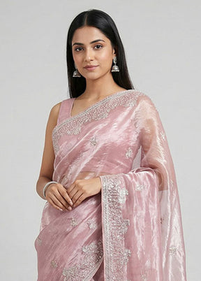Pink Organza Saree With Blouse Piece