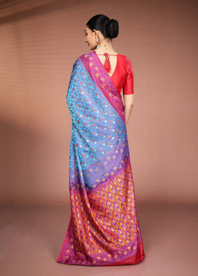 Blue Tanchoi Silk Saree With Blouse Piece