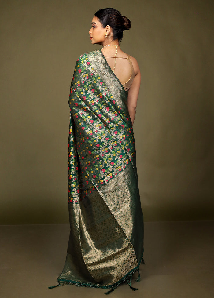 Green Kora Silk Saree With Blouse Piece