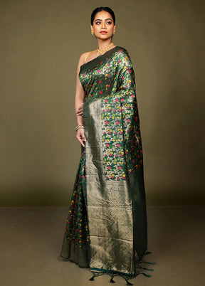Green Kora Silk Saree With Blouse Piece