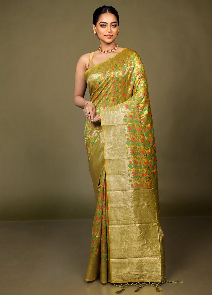 Green Kora Silk Saree With Blouse Piece