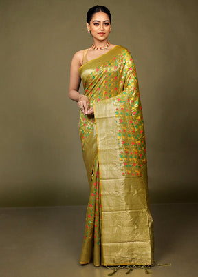 Green Kora Silk Saree With Blouse Piece