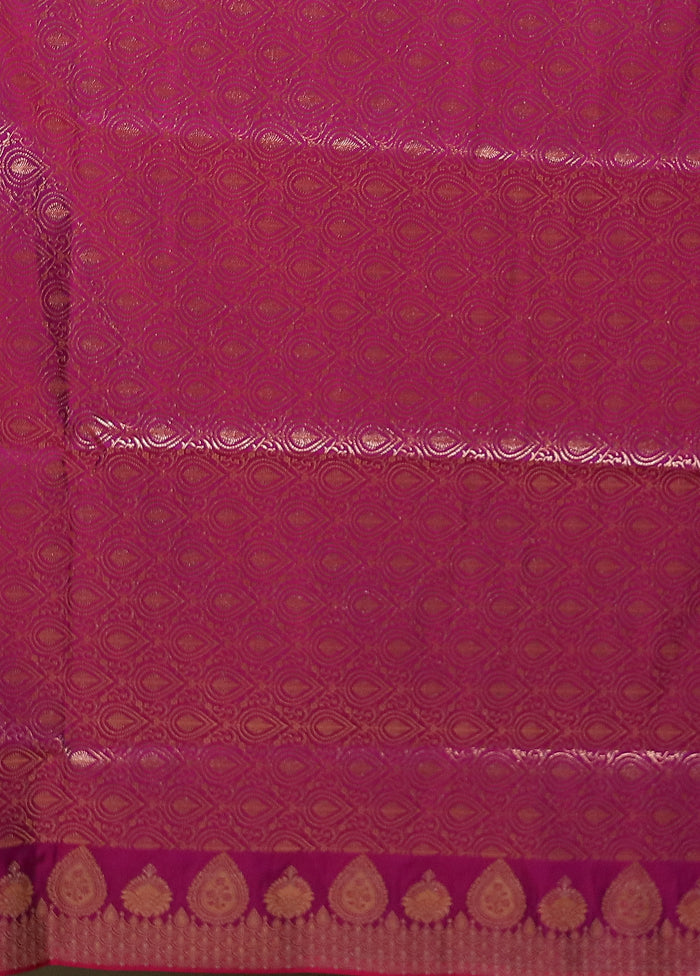 Purple Banarasi Silk Saree With Blouse Piece