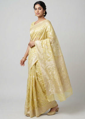 Yellow Organza Saree With Blouse Piece