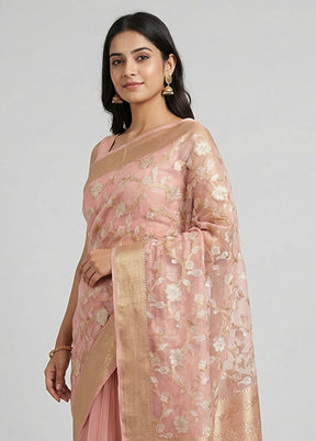 Pink Organza Saree With Blouse Piece