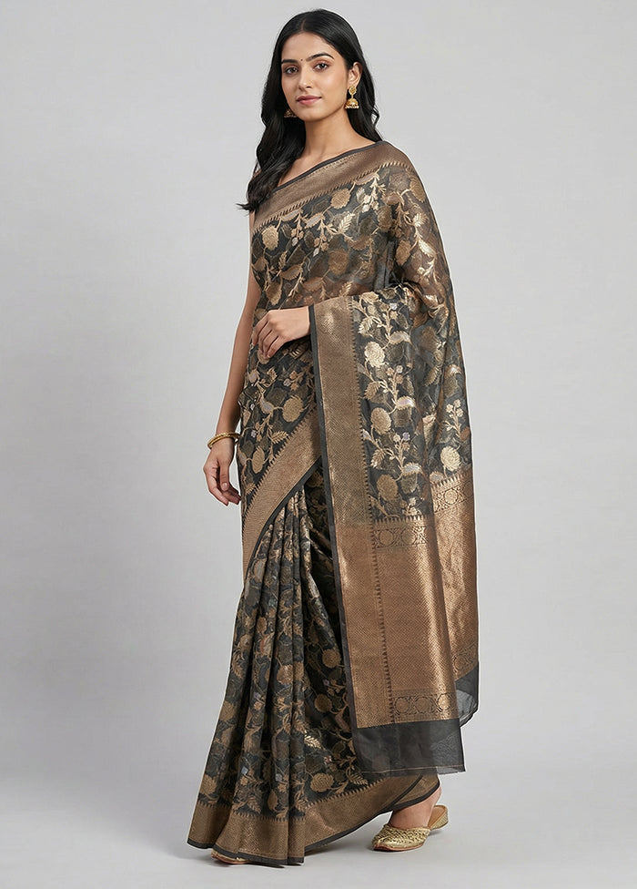 Black Organza Saree With Blouse Piece