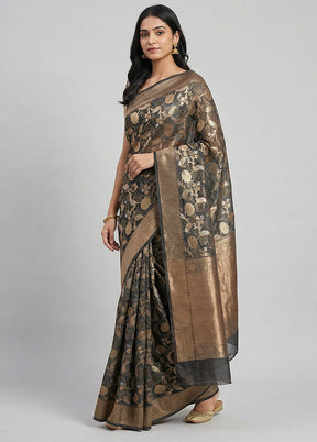 Black Organza Saree With Blouse Piece