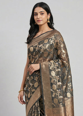 Black Organza Saree With Blouse Piece
