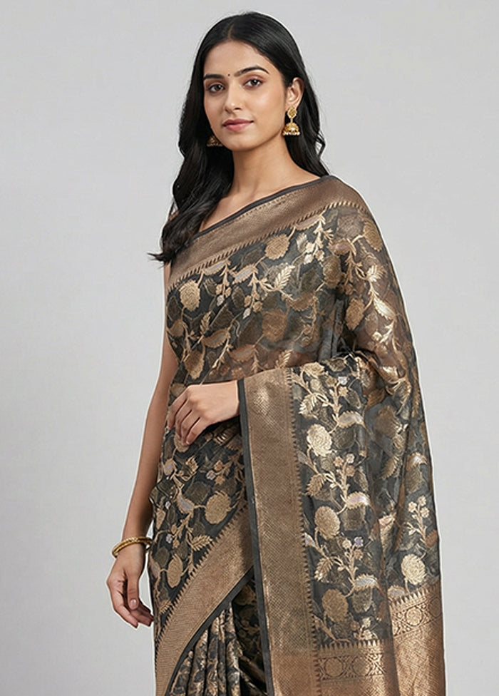 Black Organza Saree With Blouse Piece