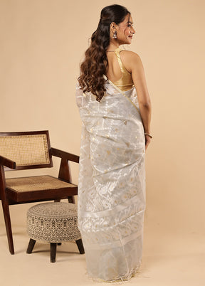 Grey Organza Saree With Blouse Piece