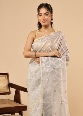 Grey Organza Saree With Blouse Piece