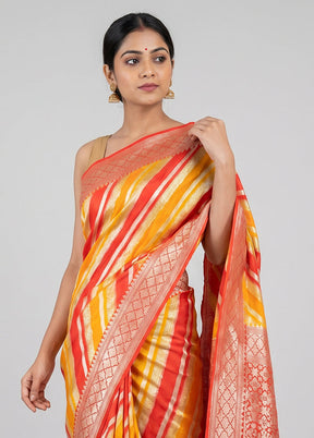 Multicolor Handloom Pure Georgette Saree With Blouse Piece